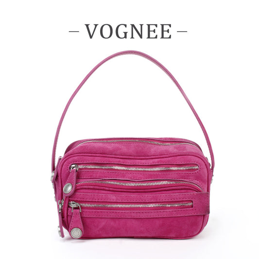 Women's Genuine Leather Design Zipper Fashion Portable Small Square Bags