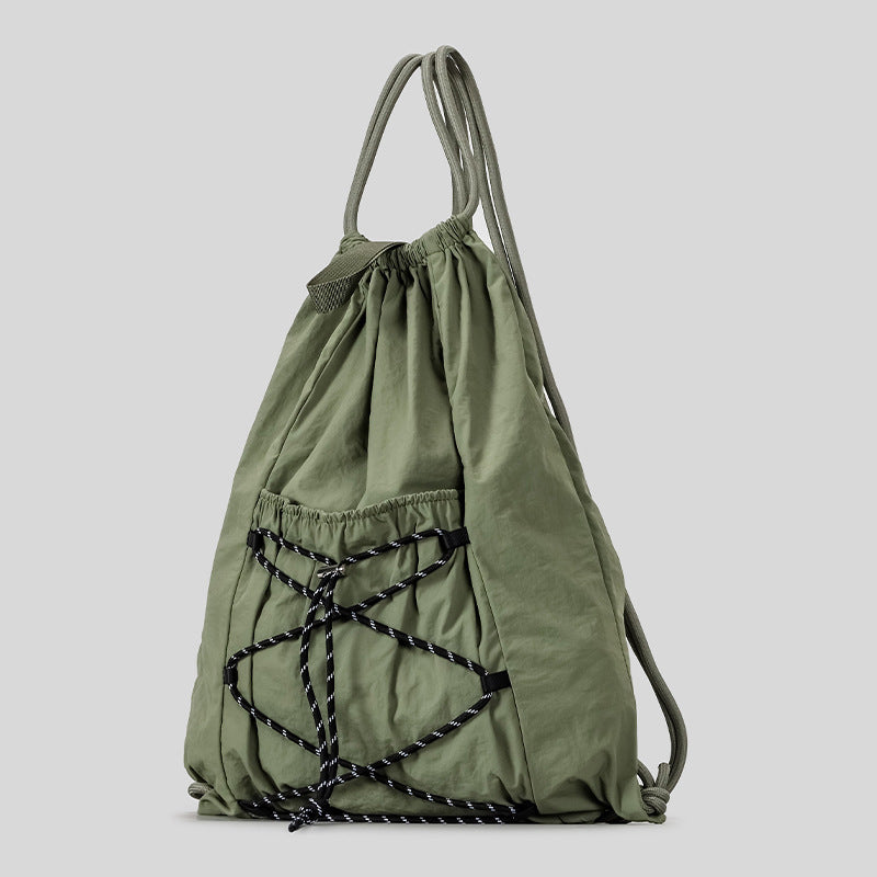 Women's & Men's Capacity Lightweight Nylon Strap Drawstring Good-looking Early Leisure Backpack