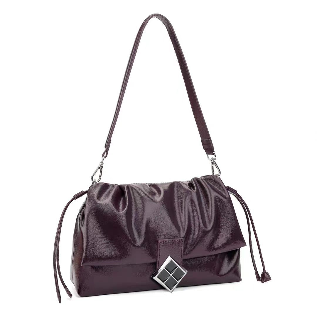 Women's Soft Leather Cloud Drawstring Underarm Popular Affordable Luxury Fashion Advanced Small Square Bags