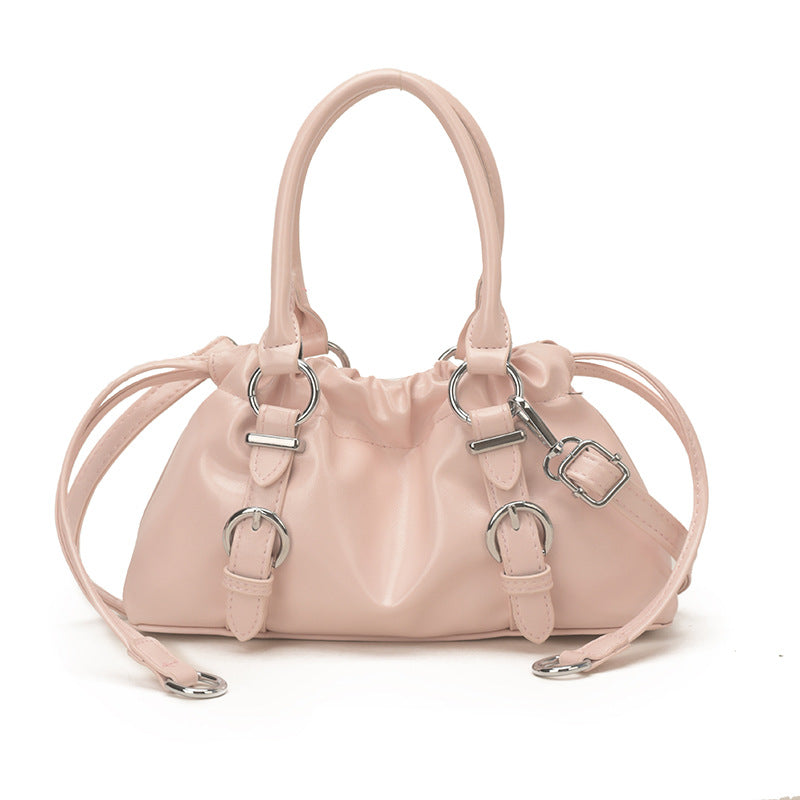 Women's Korean Style Soft Leather Pleated Portable Cloud Fashionable Texture Women's Shoulder Bag