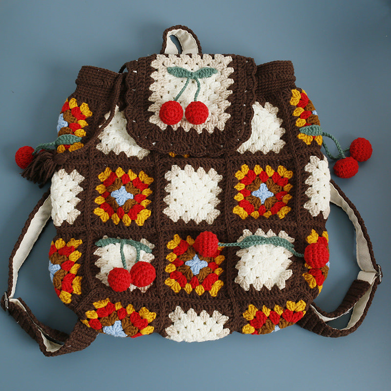 Women's Hand-woven Wool Crocheted Artistic Chinese Style Women's Backpack