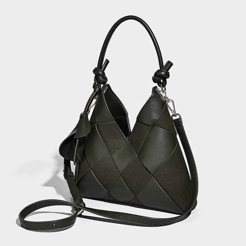 Hand-woven Stitching Large Capacity Commuter High-grade Bucket Bag