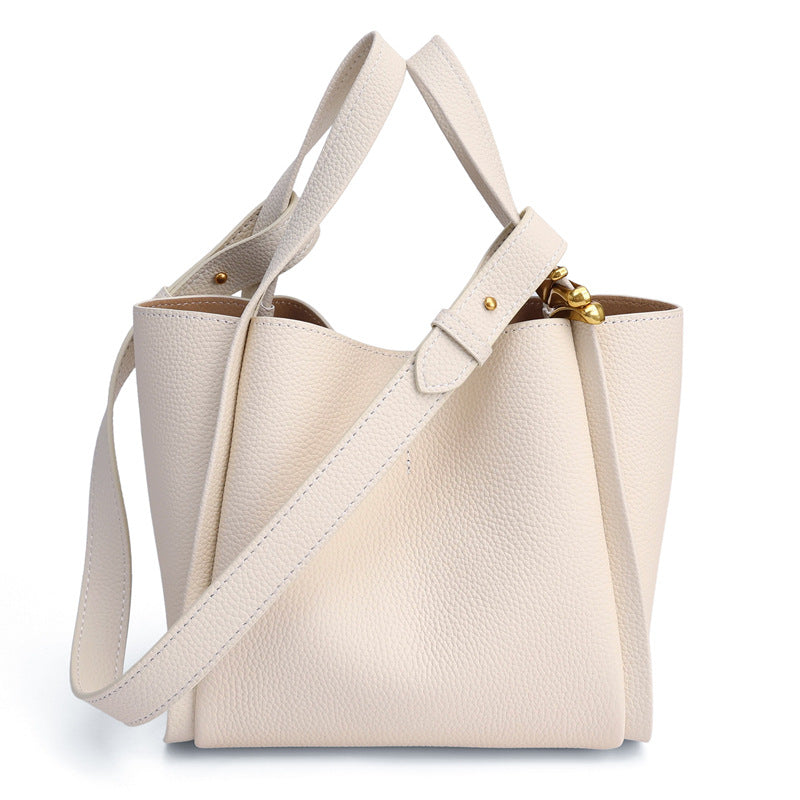 Women's Medium-sized Vegetable Basket Series Designer Cowhide Large Capacity Versatile Bucket Bag