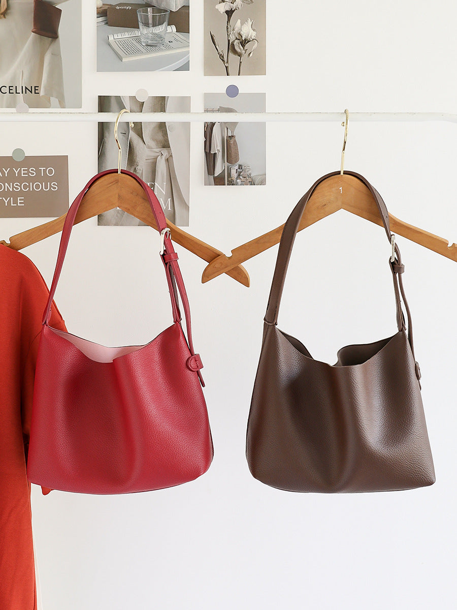 Women's Leather Underarm Niche Commuter Lychee Pattern Bags