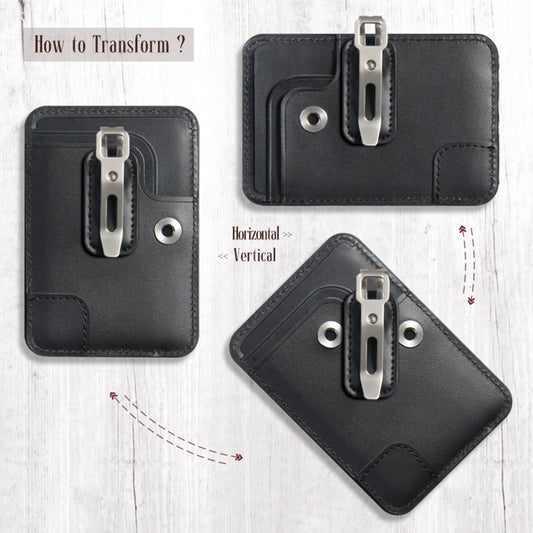 Genuine Leather Crazy Horse Work Bus Access Card Holder