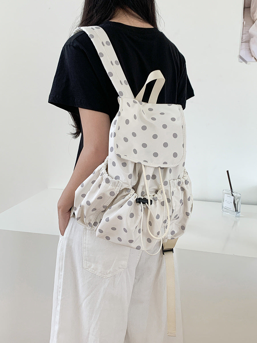 Korean Lightweight Nylon Design Polka Dot Backpacks