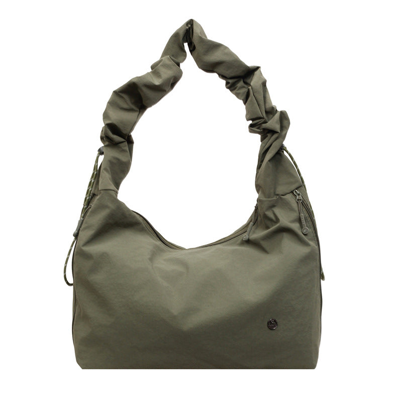 Women's Drawstring Design Solid Color Simple Large Capacity Women's Shoulder Bag