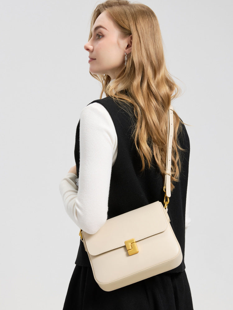 Women's Fashion Trendy For Cowhide Simple Commute Small Square Bags