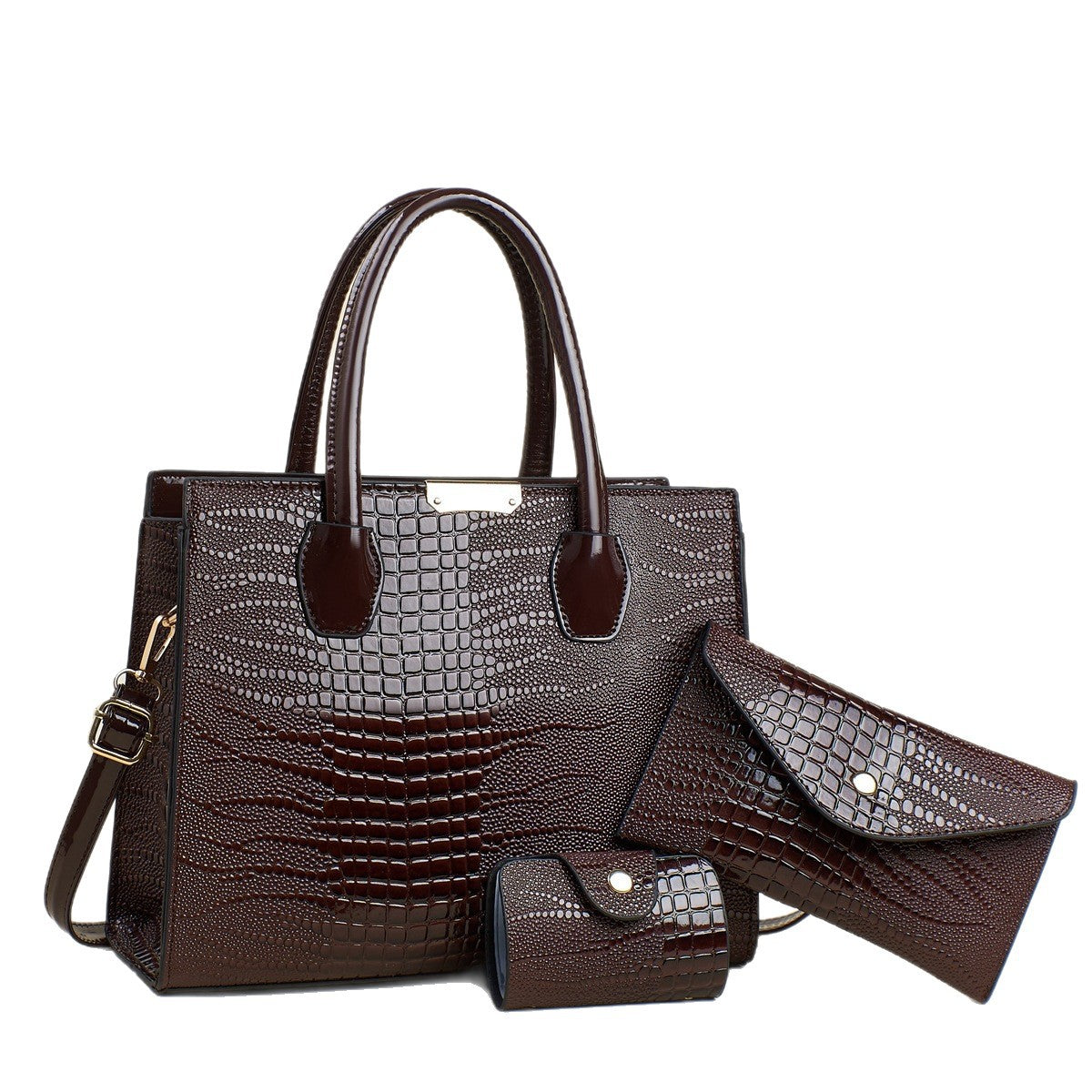 Women's Crocodile Pattern Fashionable Three-piece Large Capacity Women's Shoulder Bag