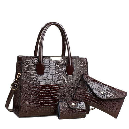 Women's Crocodile Pattern Fashionable Three-piece Large Capacity Women's Shoulder Bag