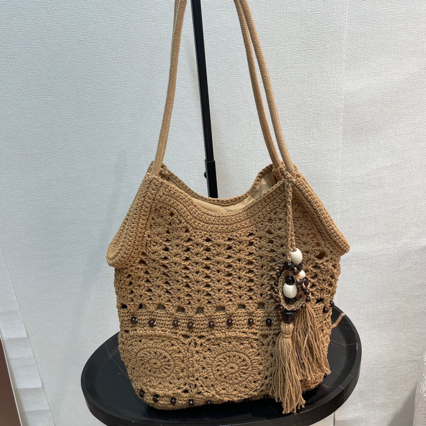 Bohemian Weaving Hollow Female Vacation Style Cotton String Crochet Women's Shoulder Bag