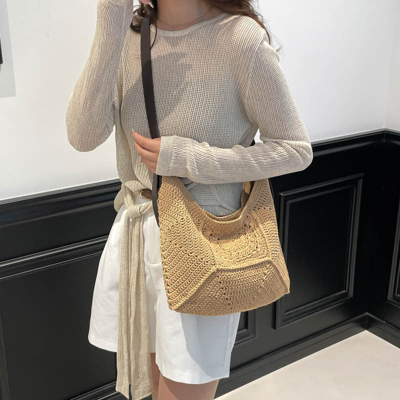 Women's Retro Hand-woven Crocheted Cotton Thread Underarm Lazy Bags