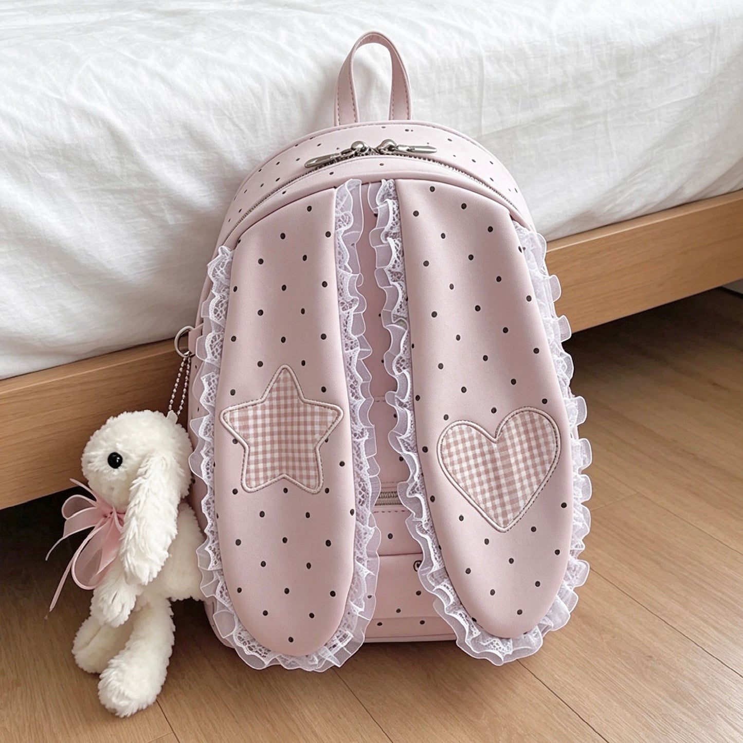 Women's Rabbit Korean Style Polka Dot Large Capacity Commuter Women's Backpack