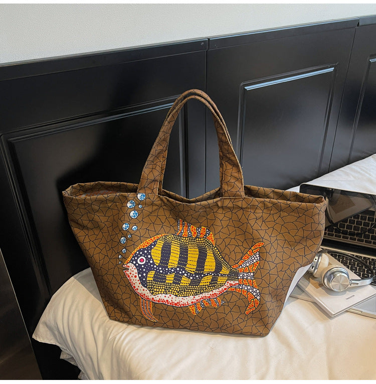 Women's Large Capacity Ethnic Abstract Painting Embroidered Bags
