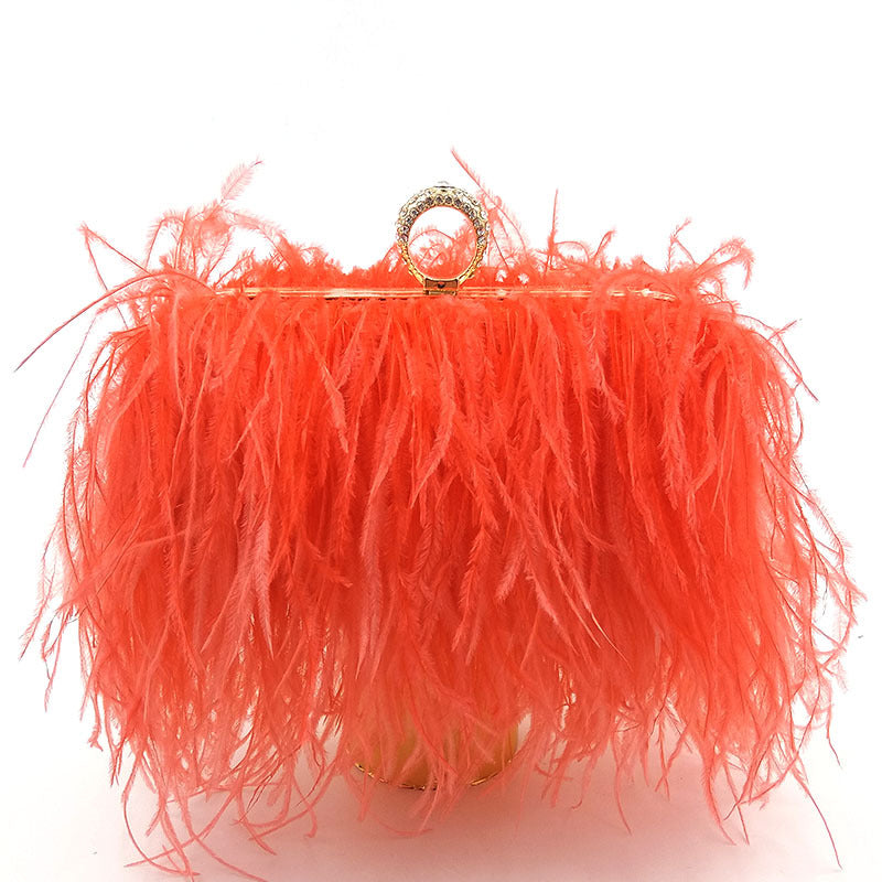 Fashion Tassel Ostrich Feather Dinner Catwalk Bags