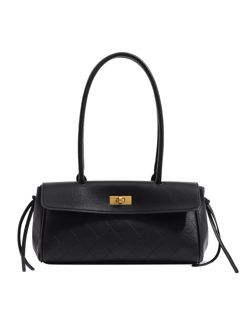 Women's High-grade Rhombus Baguette Retro Large Capacity Commuter Underarm Bag