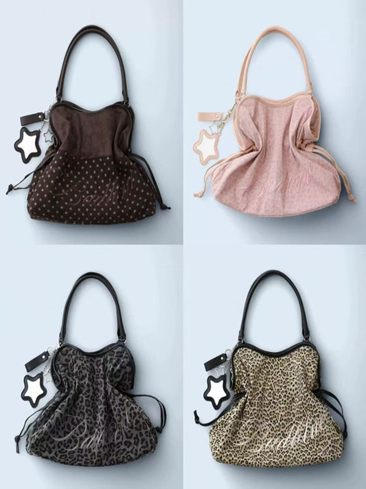 Women's Vintage Leopard Print Large Capacity Underarm Bag