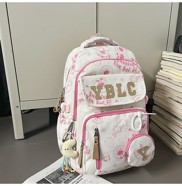Women's & Men's Couple Large Capacity Nylon Printed Waterproof Leisure Backpack