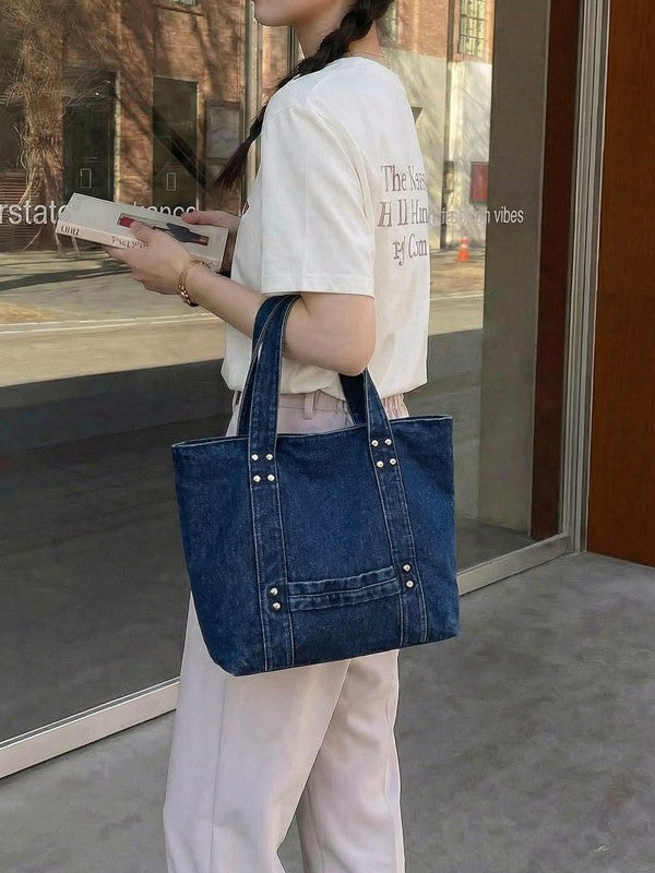 Women's Western Style Denim College Commuter Tote Bag