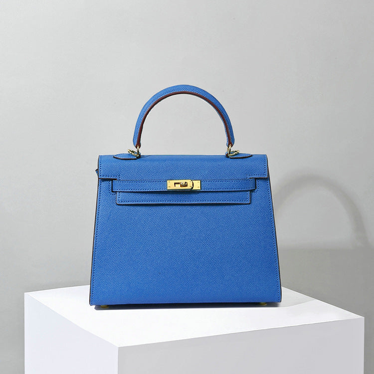 Genuine Leather Kelly Palm Print Cattlehide Fashion Simple Portable Women's Handbag