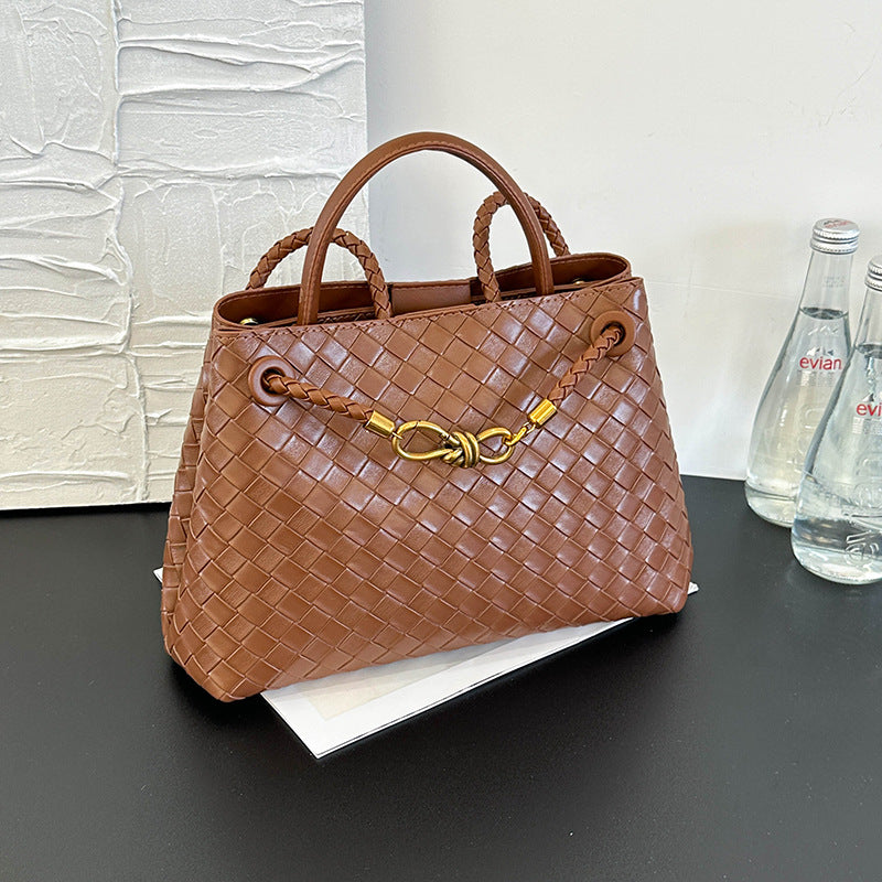 Women's Retro Metal Cord Fastener Woven Niche Women's Messenger Bag