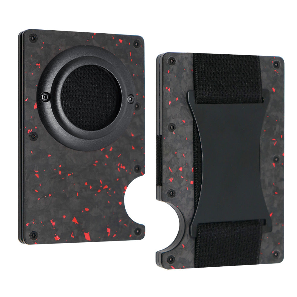 Carbon Fiber Pattern Swiping Aluminum Alloy Clamp Card Holder