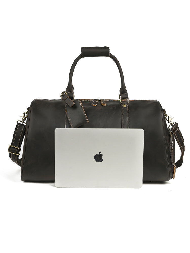 Men's Crazy Horse Leather Large Capacity Fitness Handbags