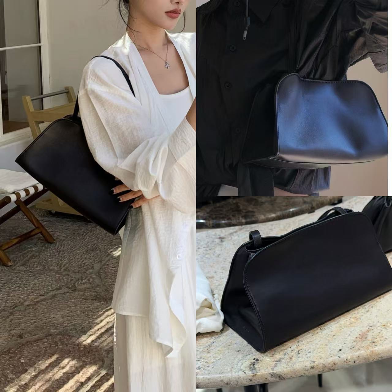 Saddle Genuine Leather Simple Style Sense Niche Underarm Bag
