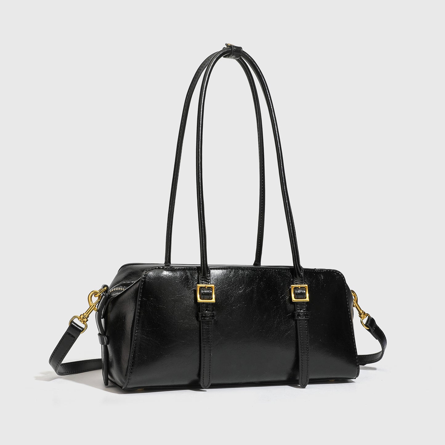 Women's Simple Suede Long Boston Bowling Portable Bags