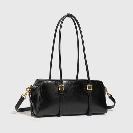 Women's Simple Suede Long Boston Bowling Portable Bags