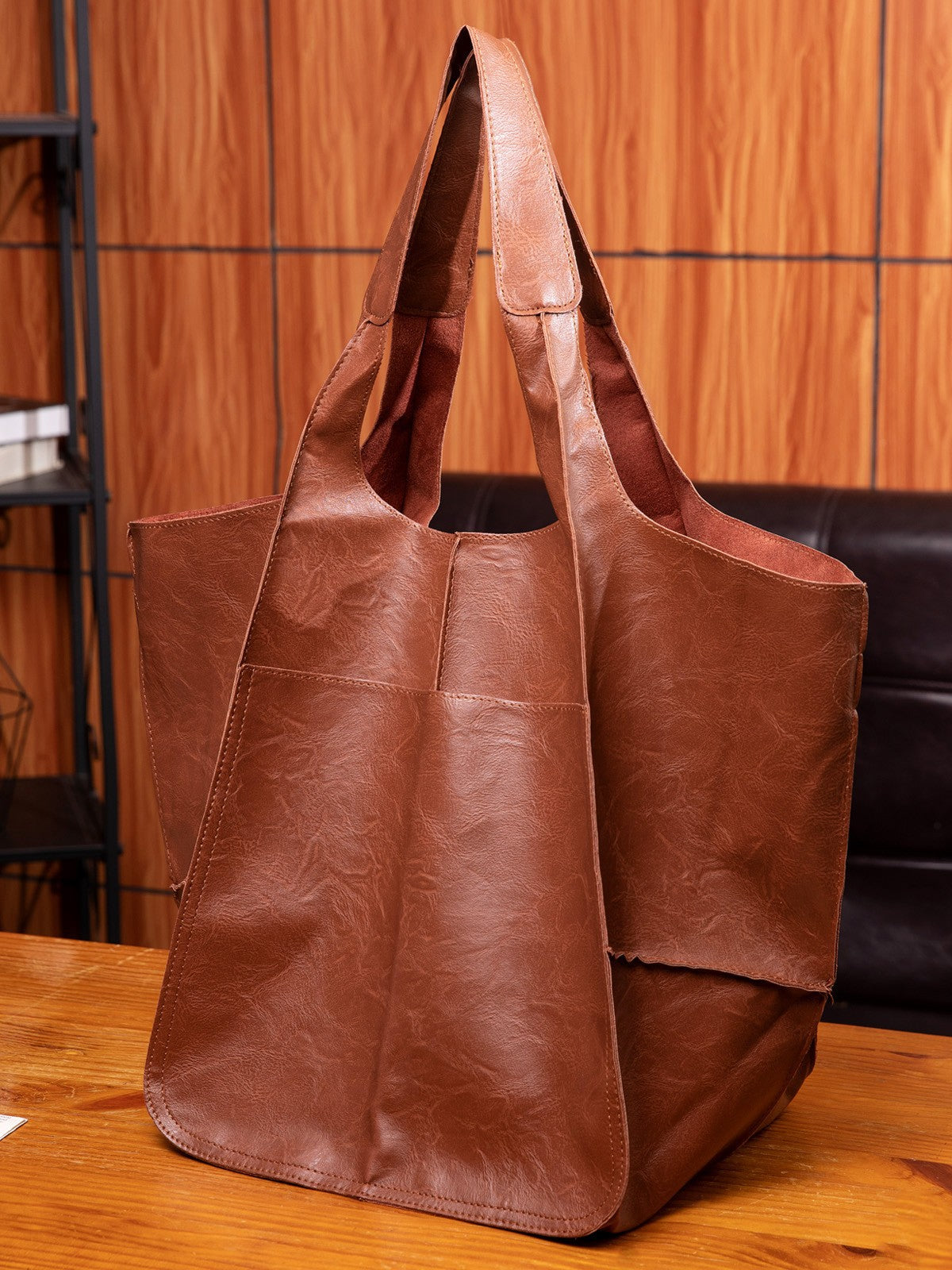 Women's Retro Soft Leather Commuter Wings Style Tote Bag