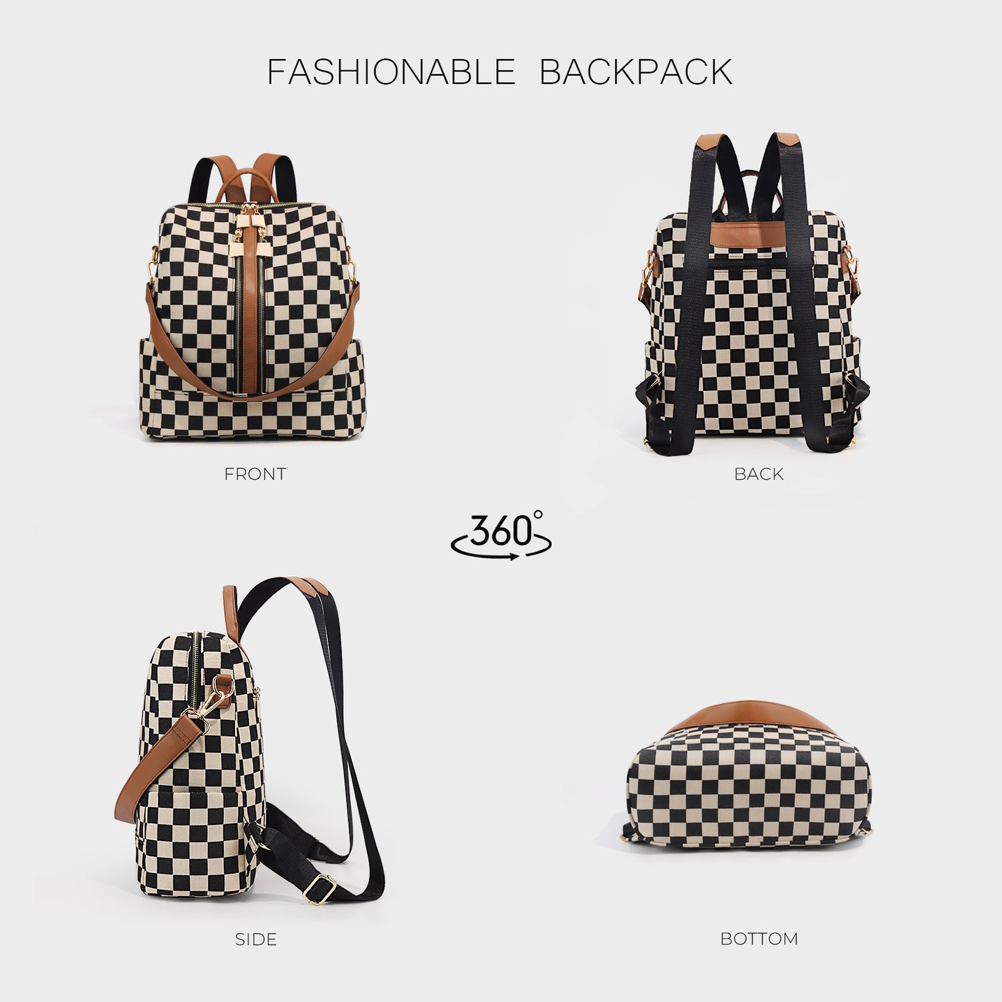 Women's Trendy Chessboard Plaid Large Capacity Mummy Women's Backpack
