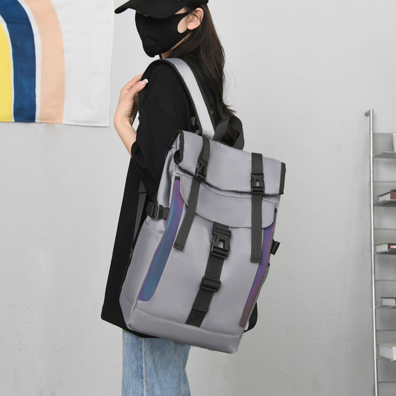 Contrast Color Large Capacity Nylon Cloth College High Leisure Backpack