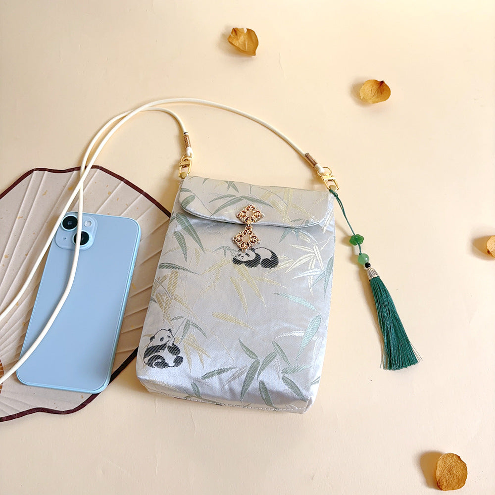 Chinese Style Brocade Embroidery Mobile For Women's Messenger Bag