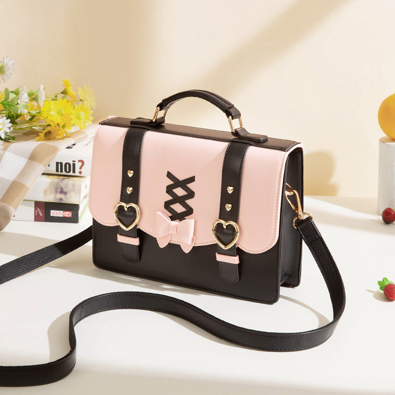 New Women's Contrast Color Bow Ribbon Women's Shoulder Bag