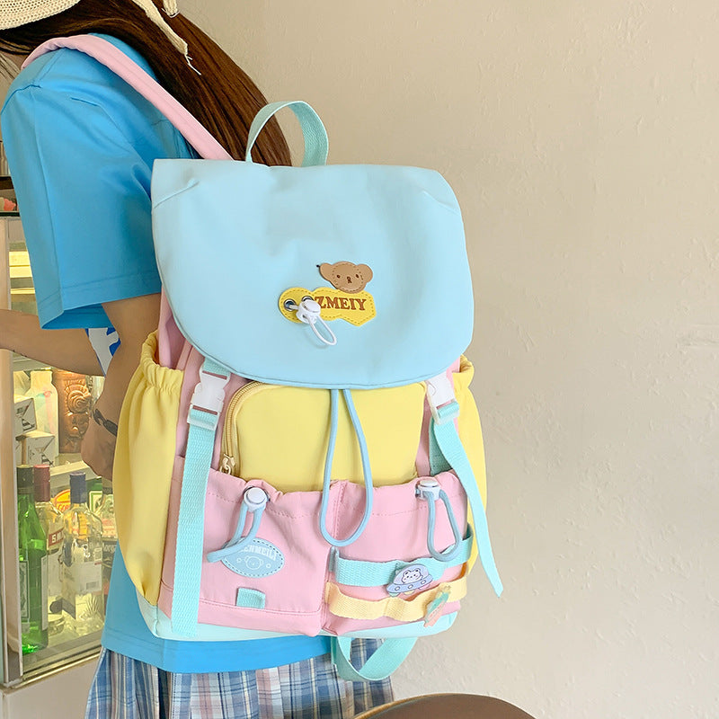 Style Large Capacity High Female Cute Sweet Contrast Color Primary Bags