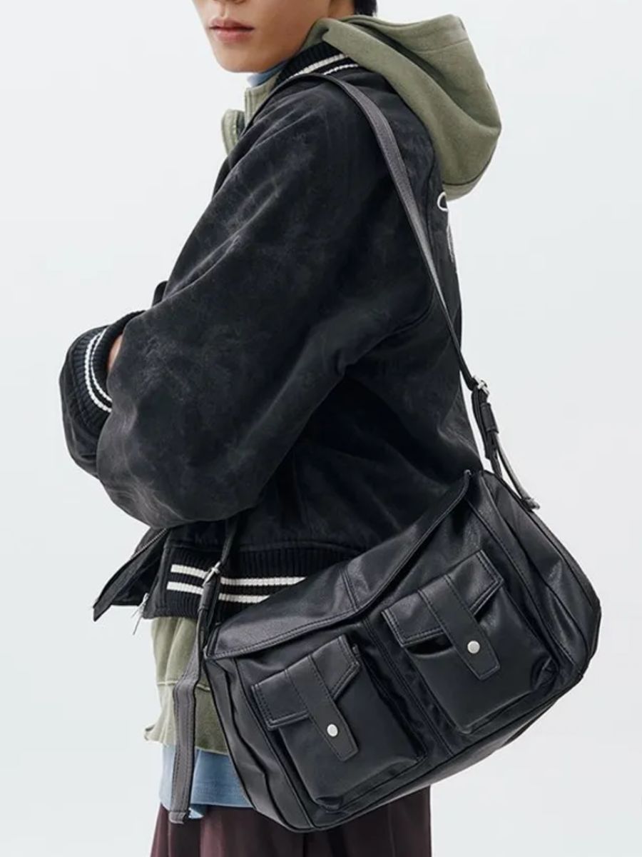 Retro Minority Soft Leather Neutral Street Men's Messenger Bag