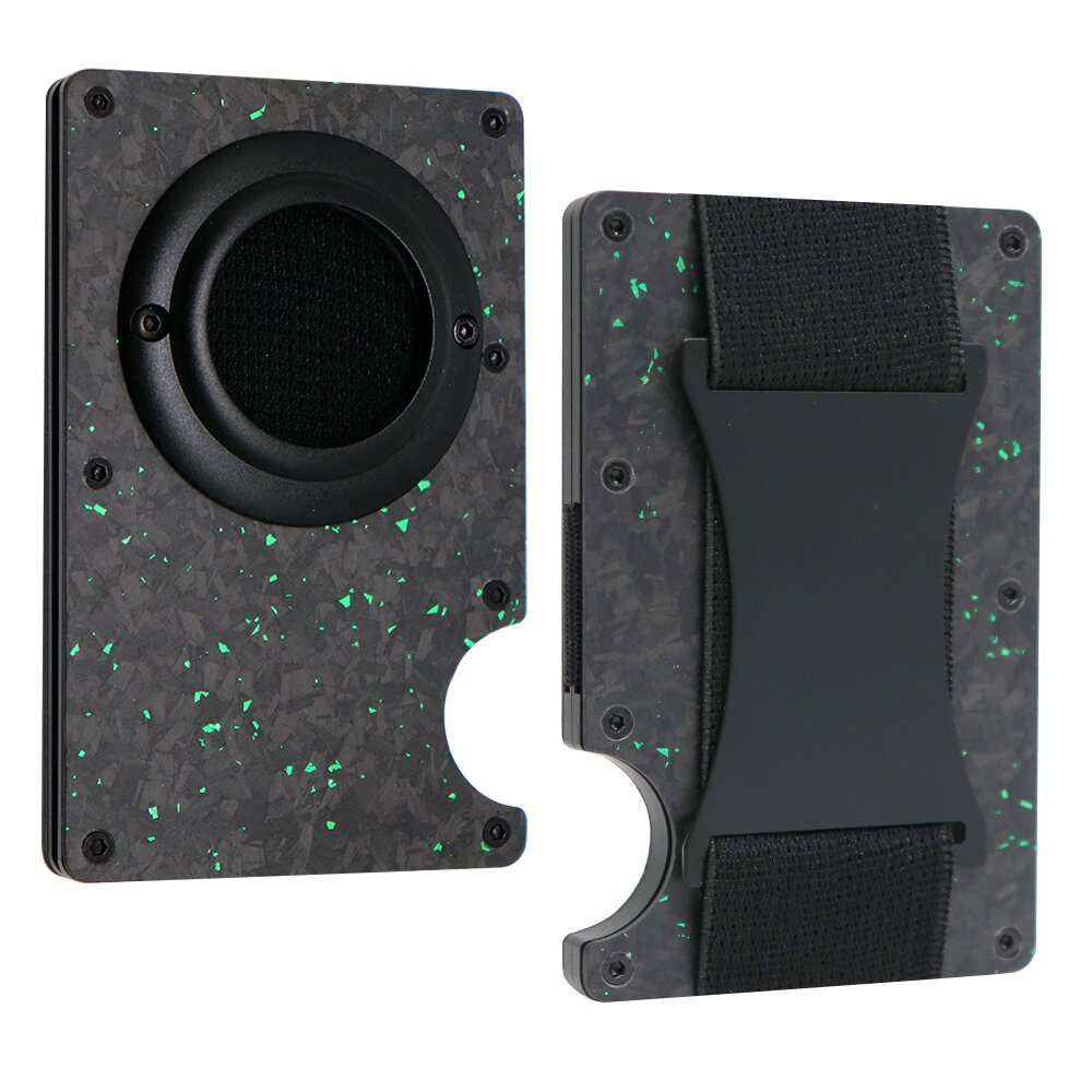 Carbon Fiber Pattern Swiping Aluminum Alloy Clamp Card Holder