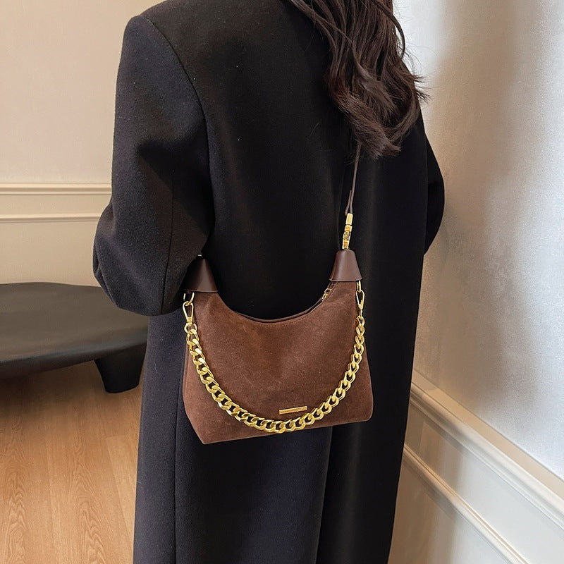 Women's French Minority Suede Fashion Retro Textured Underarm Bag