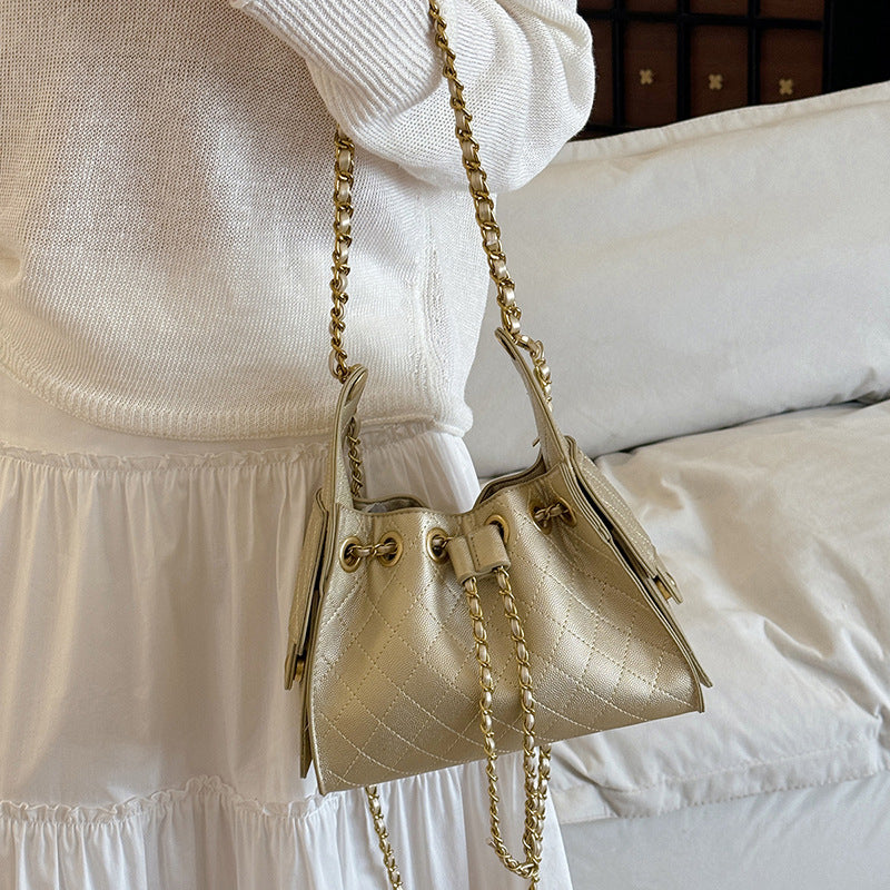 Daily Feeling Rhombus Drawstring Female Classic Bucket Bag