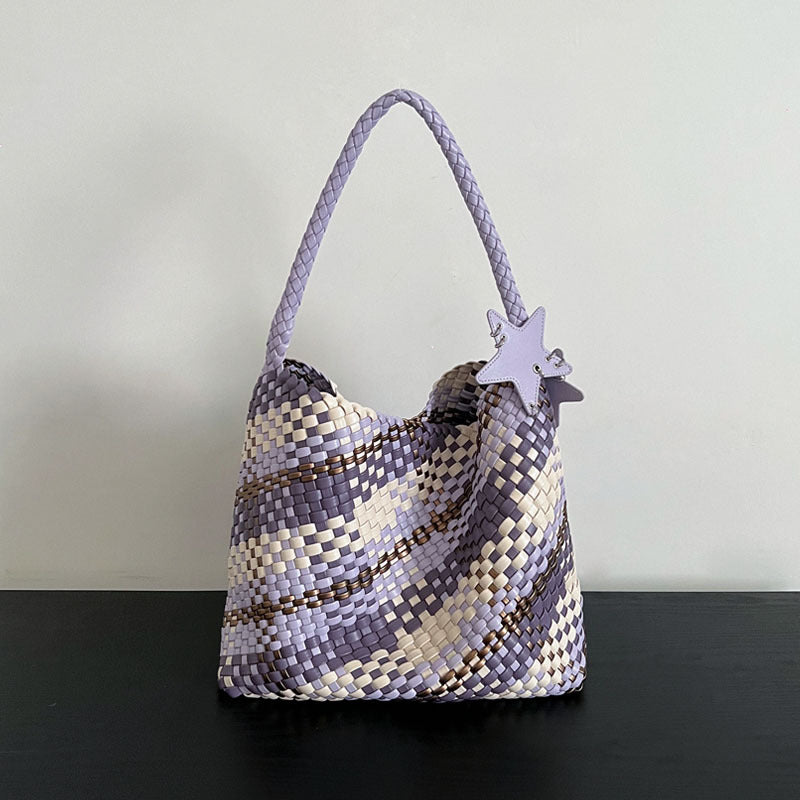 Women's Gun Champagne Woven Large Capacity High-grade Women's Shoulder Bag
