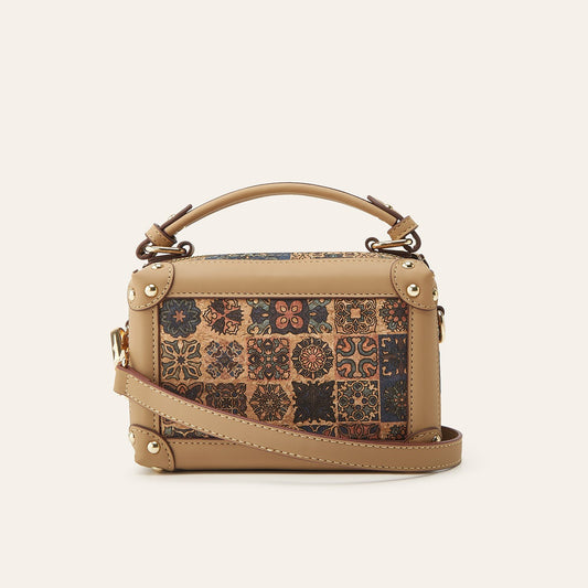 Women's Ethnic Print Cork Bark Bohemian Fashion Makeup Bag