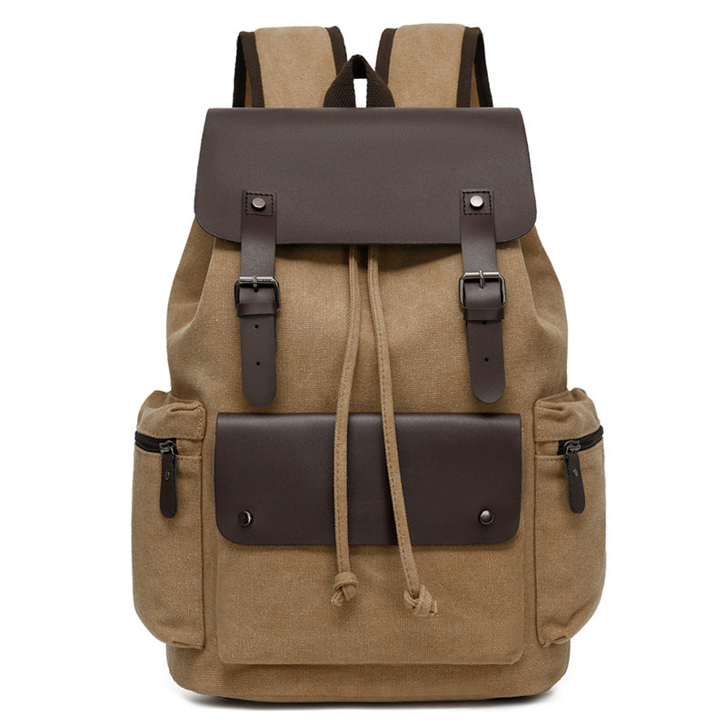 Men's Canvas Computer Personalized Fashion Drawstring Flip Retro Women's Backpack