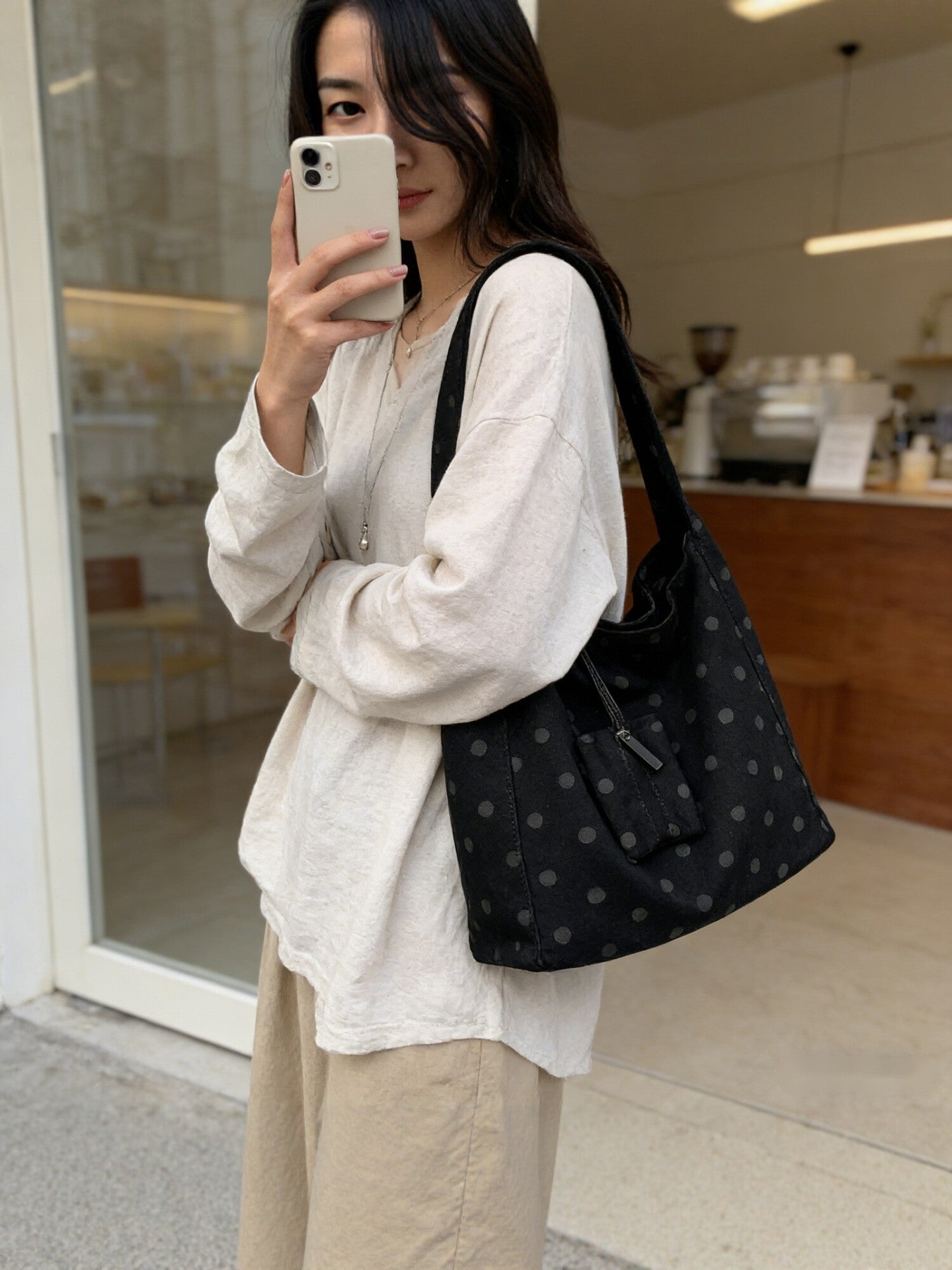 Polka Dot Female Style Commuter Korean Fashion Shoulder Bags