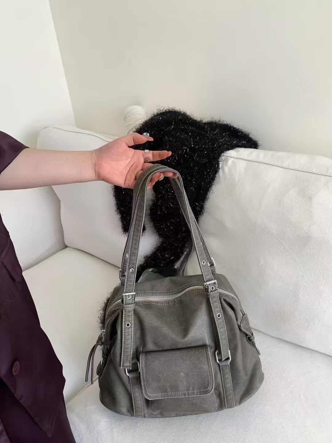 Textured Korean Style High-grade Large Capacity Handbags