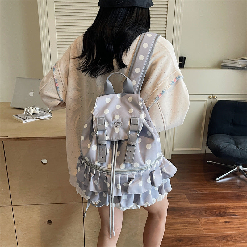 Style Niche Dots Stripes Versatile Large Leisure Backpack