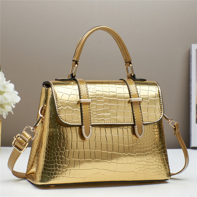 Popular Women's Crocodile Pattern Bright Leather Women's Handbag
