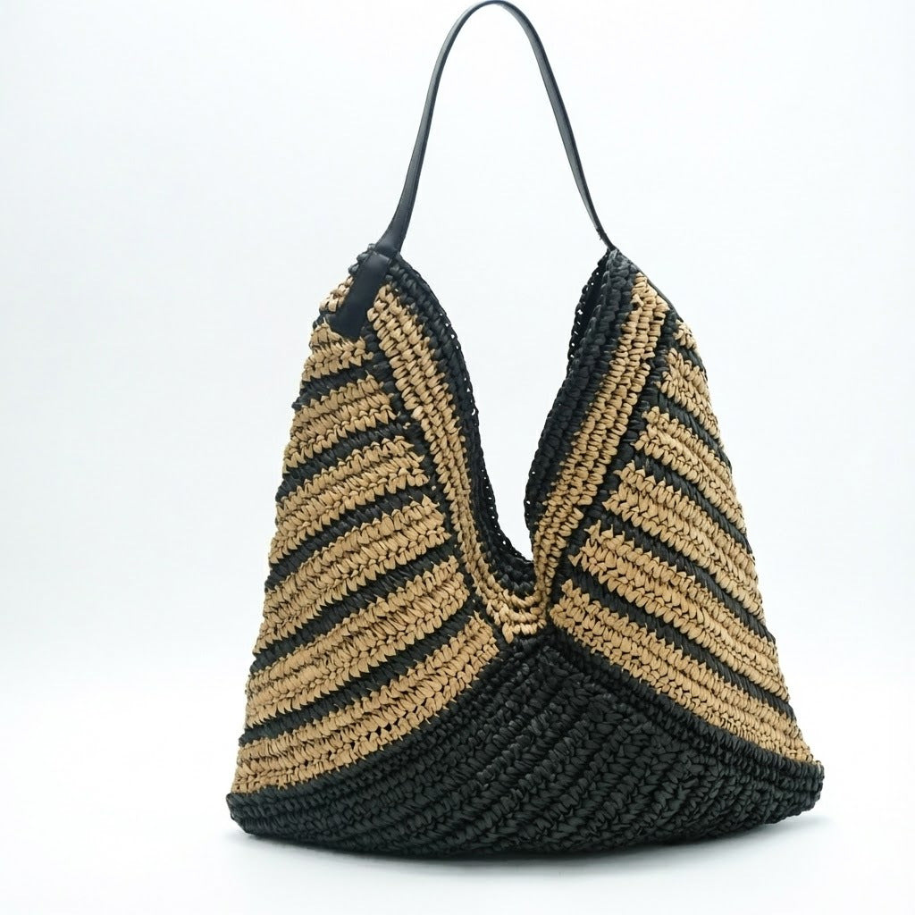 Women's Twill Straw High-grade Hand-woven Large Capacity Bags