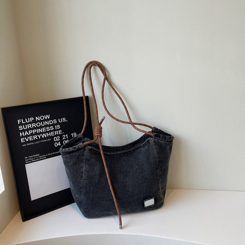 Women's Large Capacity Leisure Washed-out Denim Trendy Bags