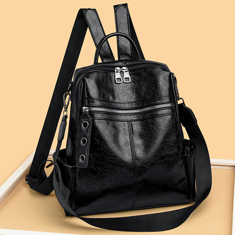 Women's Retro Soft Leather Trendy Large Capacity Commuter Women's Backpack